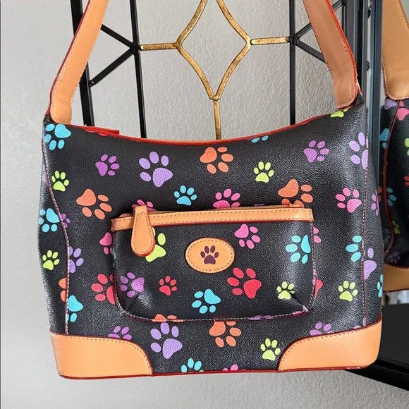 Colorful Paw Print Shoulder Bag - Picture 2 of 12